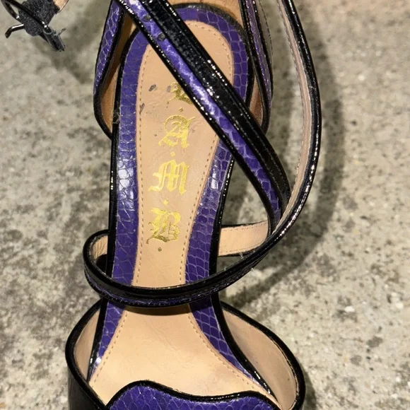 L.A.M.B by Gwen Stefani purple and black snake skin heels 
Great condition! - Picture 5 of 16